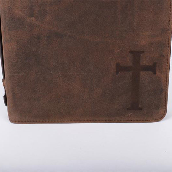 Bible Cover – Buffalo Leather – Cross – Size L