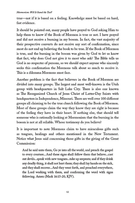 Mormonism: Will it Stand the Test?
