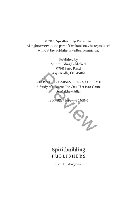 Eternal Promises, Eternal Home: A Study of Heaven - The City That is to Come