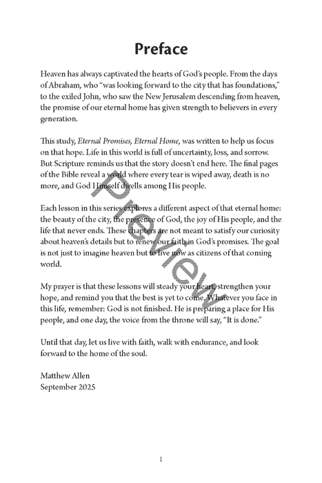 Eternal Promises, Eternal Home: A Study of Heaven - The City That is to Come