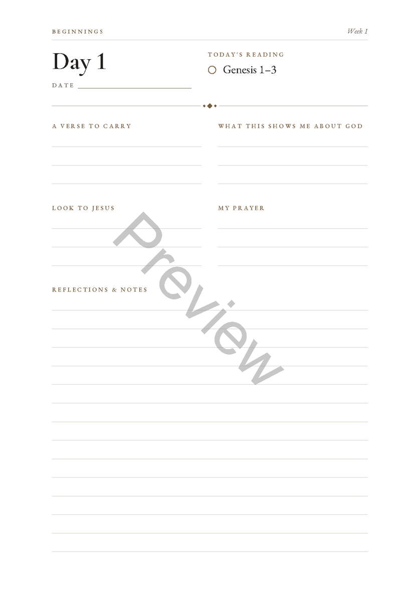 Through the Bible in a Year: A Chronological Bible Reading Journal (Undated) (6 x 9 in Softcover)