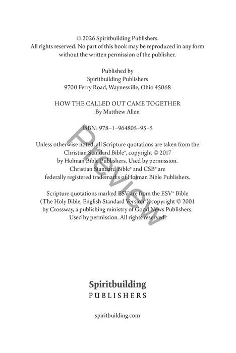 How the Called Out Came Together: The One Another Life of the Early Church by Matthew Allen