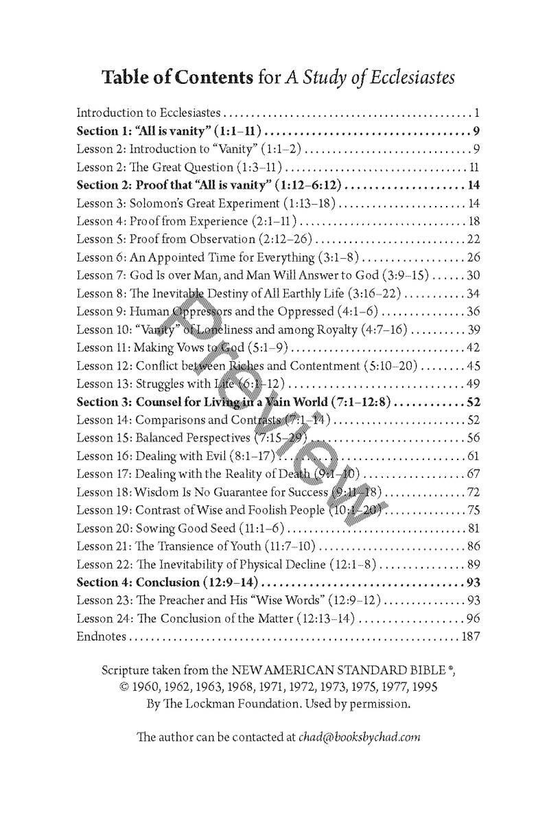 A Study of Ecclesiastes and Song of Solomon Workbook by Chad Sychtysz