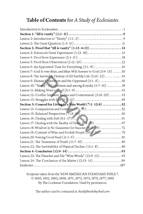 A Study of Ecclesiastes and Song of Solomon Workbook by Chad Sychtysz