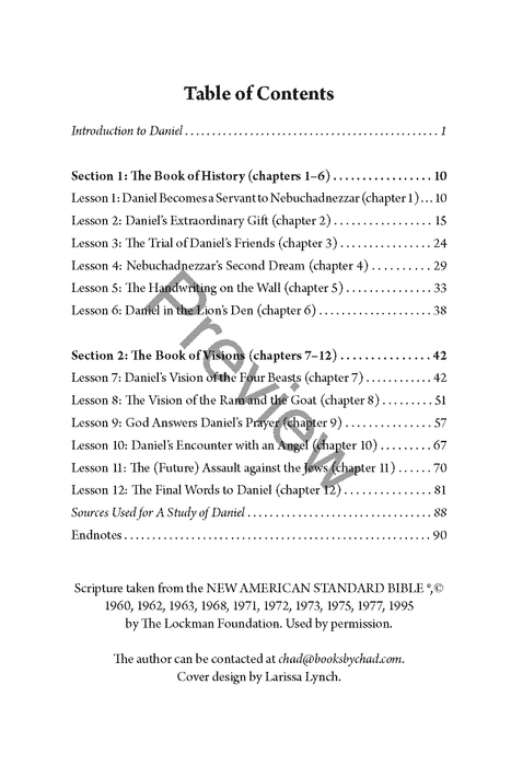 A Study of Daniel Workbook by Chad Sychtysz