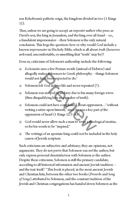 A Study of Ecclesiastes and Song of Solomon Workbook by Chad Sychtysz