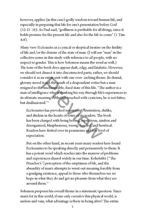 A Study of Ecclesiastes and Song of Solomon Workbook by Chad Sychtysz
