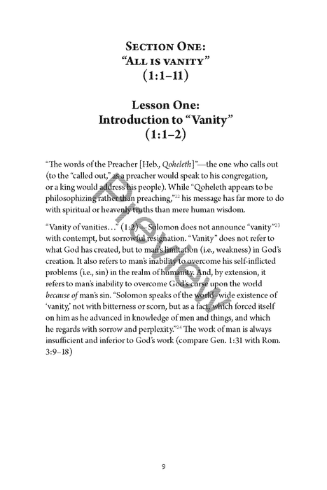 A Study of Ecclesiastes and Song of Solomon Workbook by Chad Sychtysz