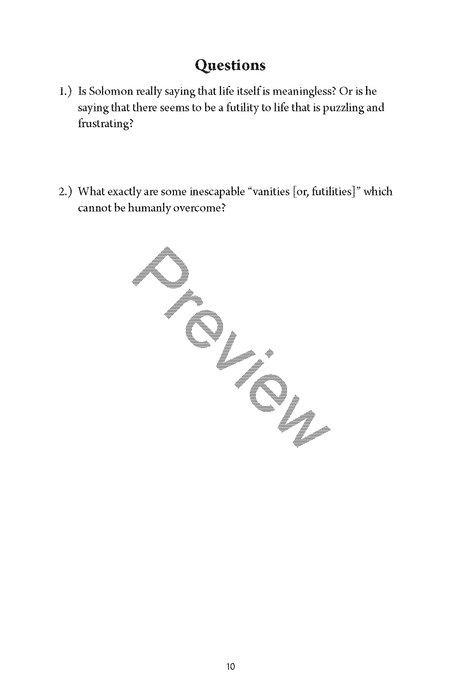 A Study of Ecclesiastes and Song of Solomon Workbook by Chad Sychtysz
