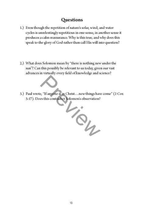 A Study of Ecclesiastes and Song of Solomon Workbook by Chad Sychtysz