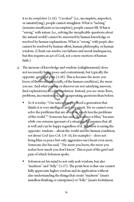 A Study of Ecclesiastes and Song of Solomon Workbook by Chad Sychtysz