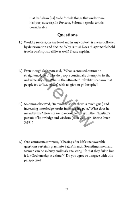 A Study of Ecclesiastes and Song of Solomon Workbook by Chad Sychtysz