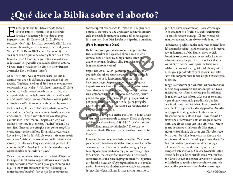 ¿Qué del Aborto? (Spanish Tract)