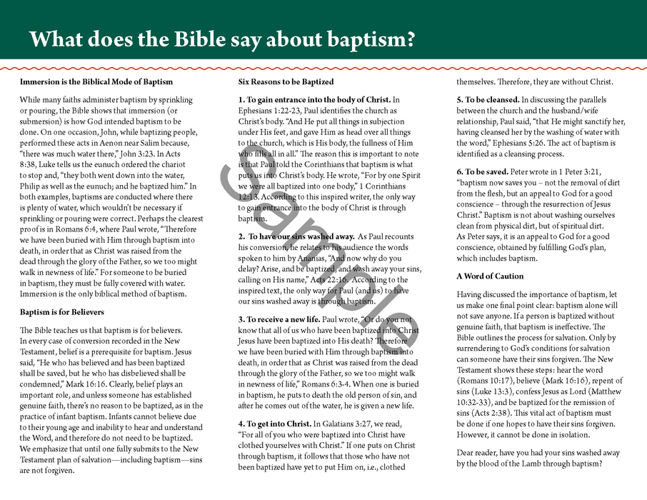 A Scriptural Consideration of Baptism