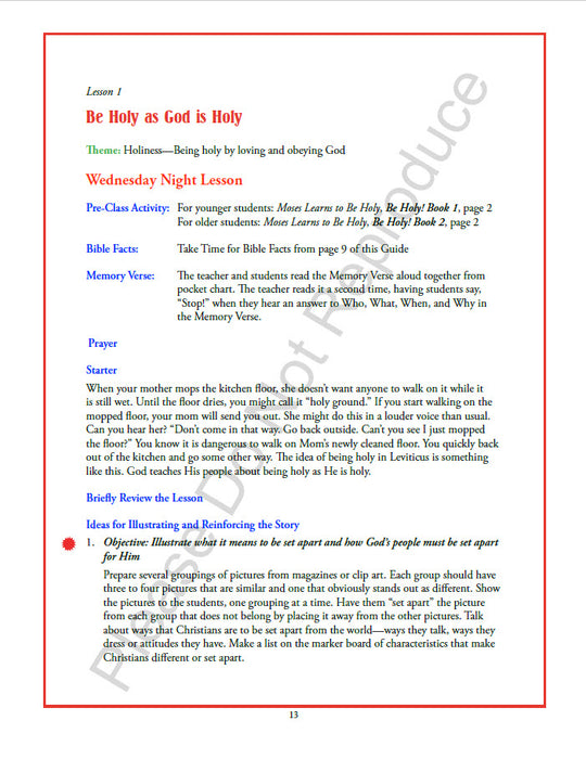 Take Time to be Holy - Teacher's Lesson Guide