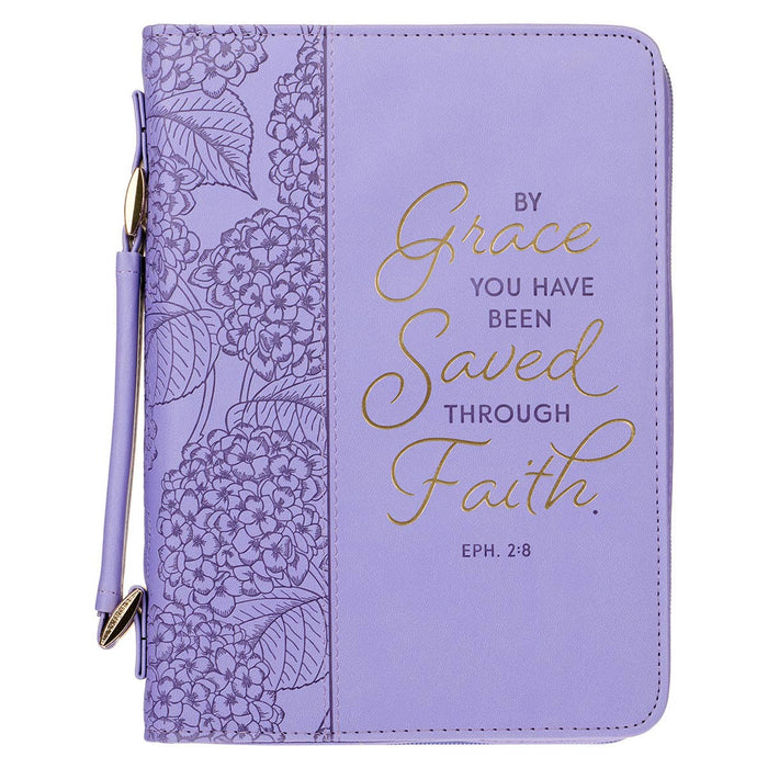Bible Cover Fashion Lilac By Grace You've Been Saved Eph 2:8