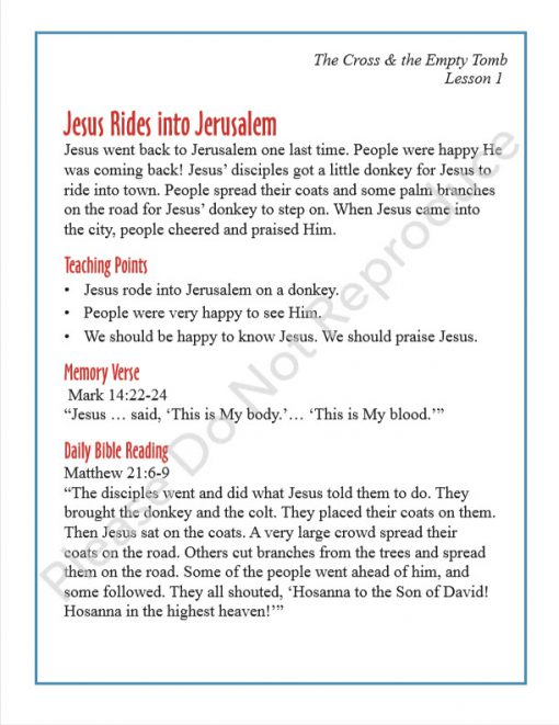 The Cross & the Empty Tomb - 2s & 3s Teaching Sheets