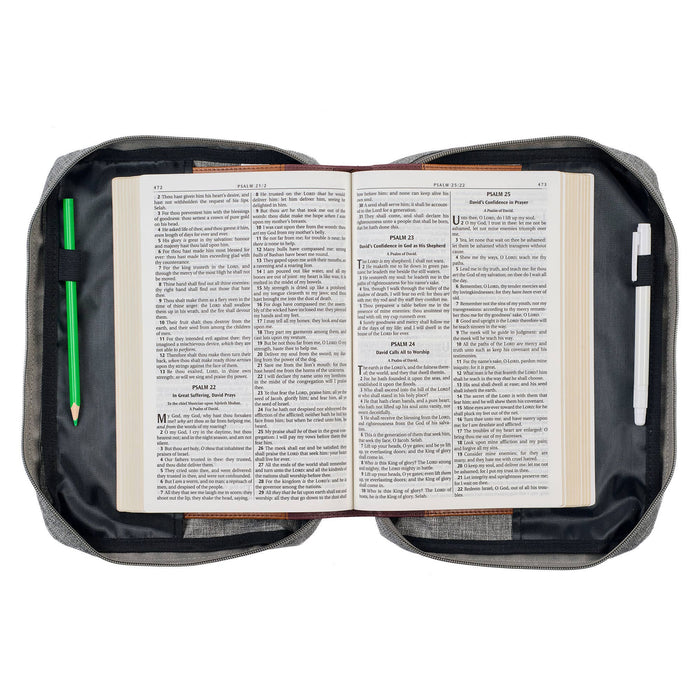 Bible Cover Value Gray Strong & Courageous Jsh. 1:9