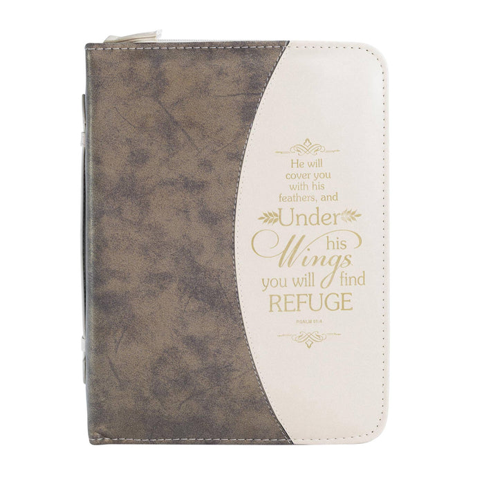 Divine Details: Bible Cover Gold Flecked Brown Psalm 91: 4