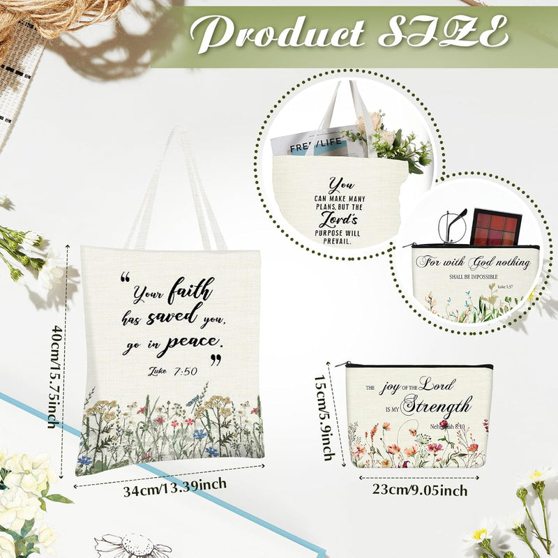 Floral Scripture Tote Bags