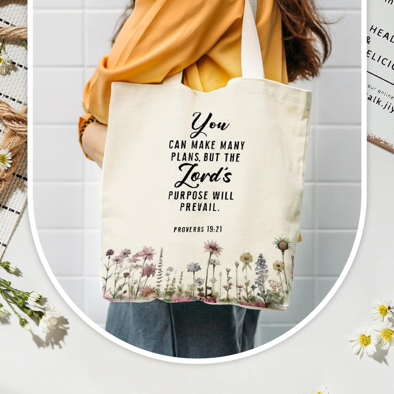 Floral Scripture Tote Bags