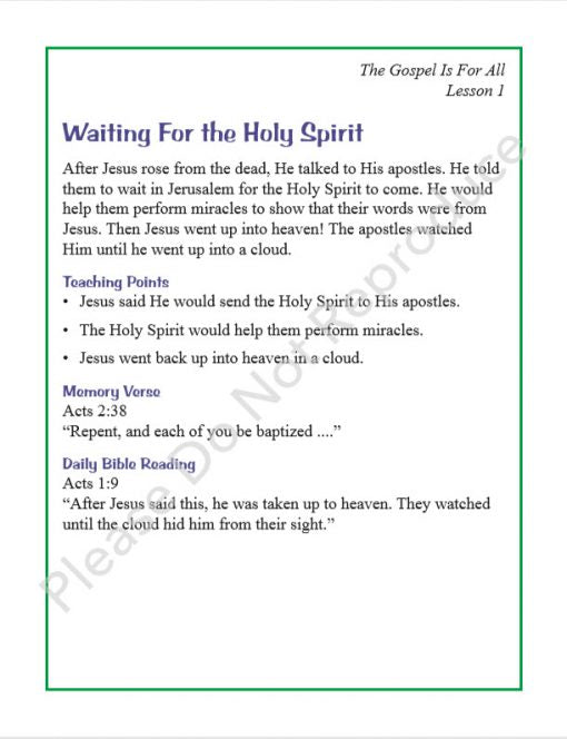 The Gospel is For All - 2s & 3s Teaching Sheets
