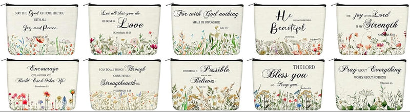 Floral Scripture Zipper Bags