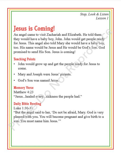 Stop, Look & Listen - 2s & 3s Teaching Sheets