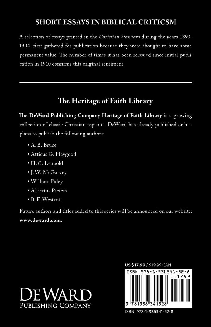 Short Essays in Biblical Criticism: J. W. McGarvey (Heritage of Faith Library)