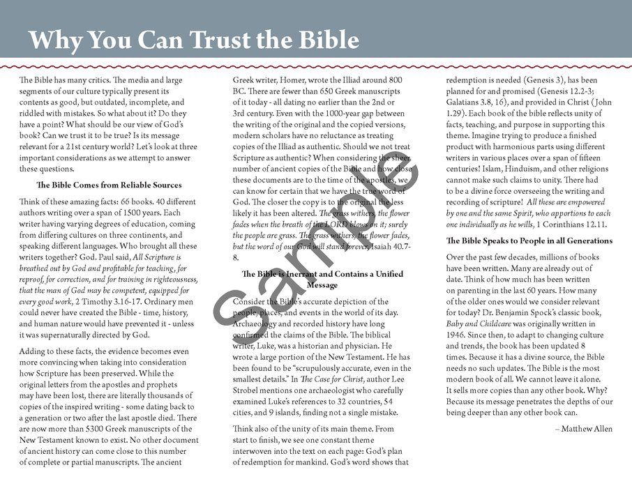 Can I Trust What I Read in the Bible?